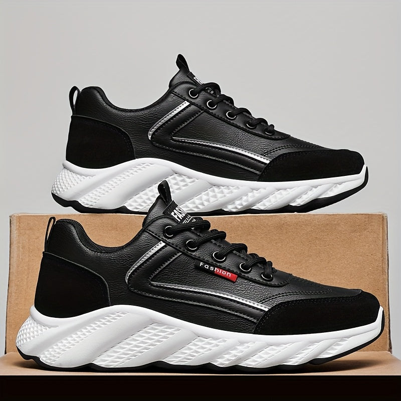 Men's Retro Sneakers - White Green Accent Lace-Up Shoes, Cushioned PVC Sole for All-Day Comfort, Low-Top Sneakers for Gym, Office, Casual Attire - Model HX-7, Gym Footwear, Sleek Casual Style, Fabric Upper, Durable Traction
