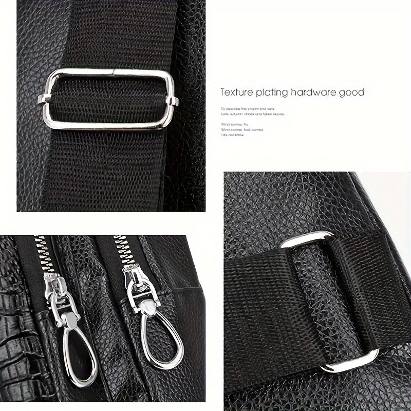 1pc Men's Fashion Crocodile Pattern Waist Bag, Multifunctional Shoulder Trendy Bag
