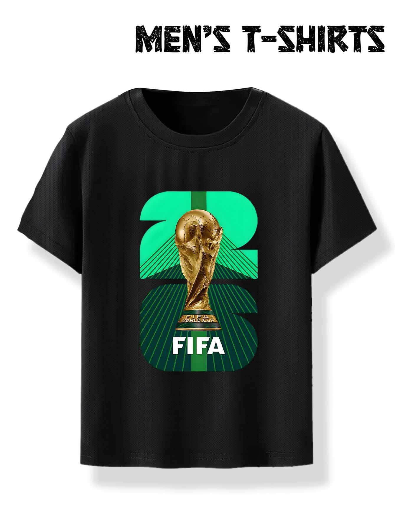 Men's FIFA 2026 Trophy Graphic Mesh T-Shirt - Breathable Summer Tee