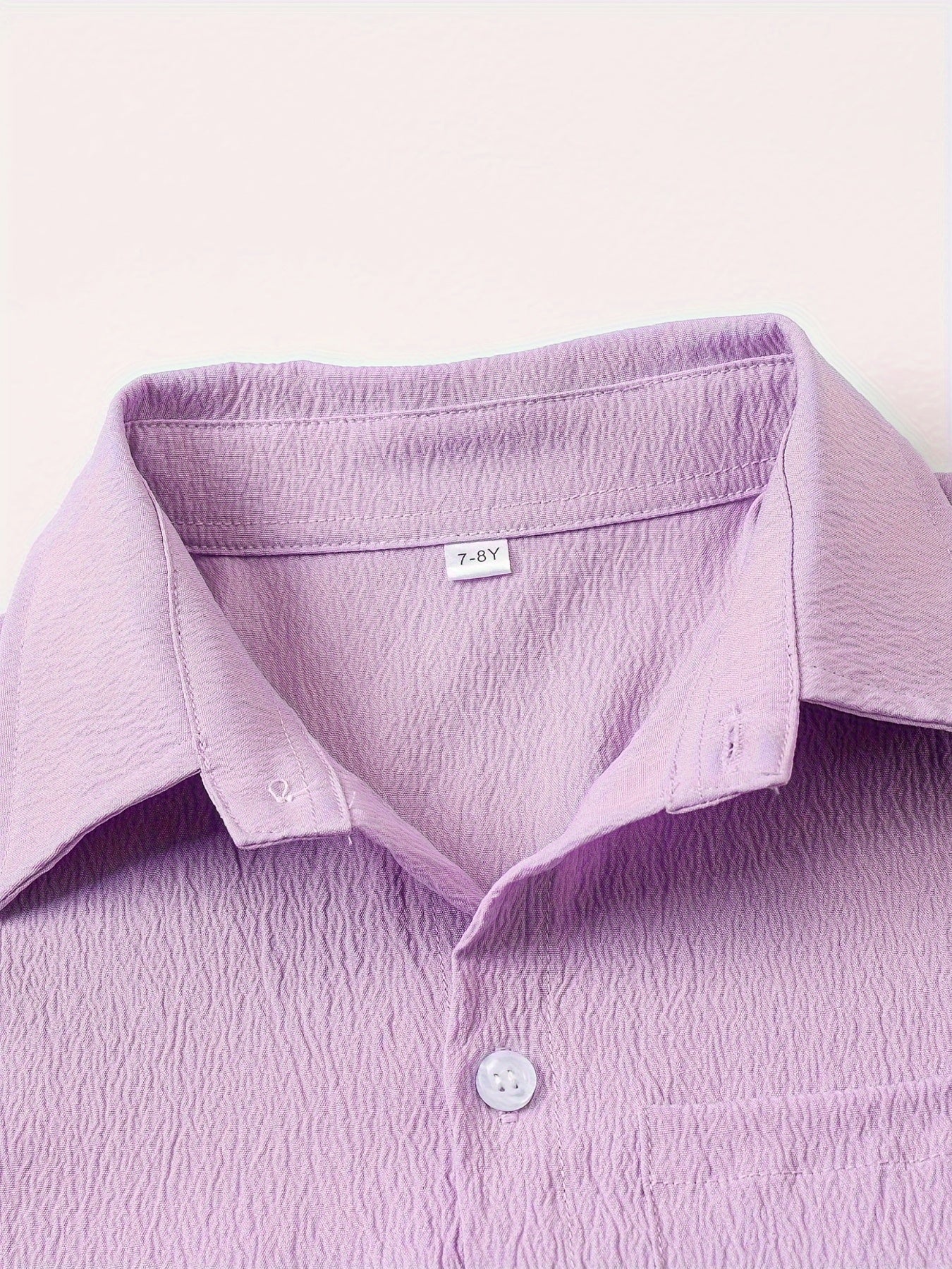 Boys' Casual Short Sleeve Solid Color Shirt with Stretch Fabric