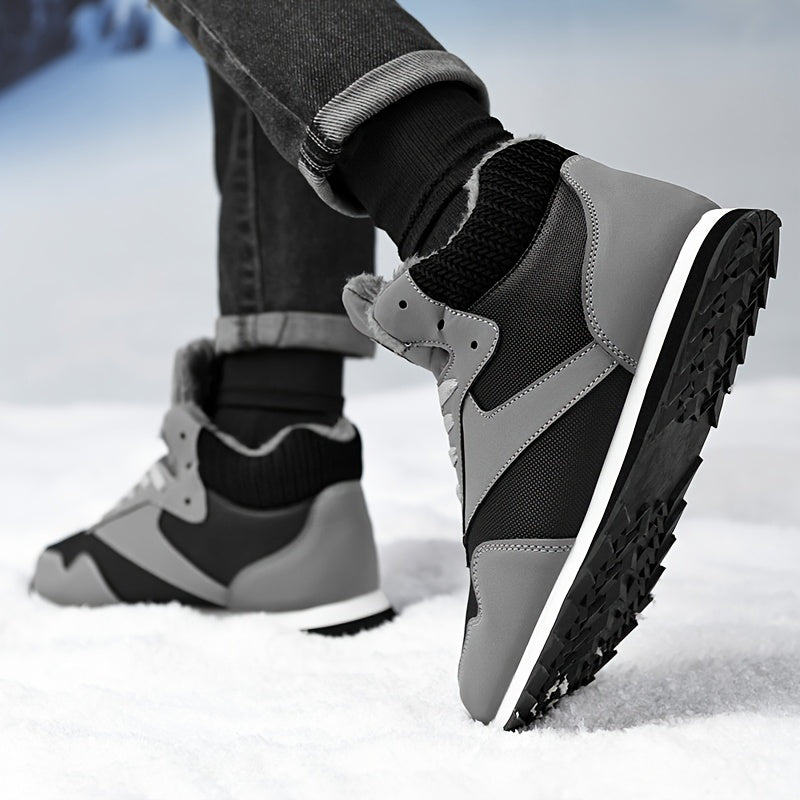 Men'S Winter Snow Boots - Warm Non-Slip Rubber Sole, Suitable for Hiking and Rock Climbing, Casual Fashion Street Style Lace-Up Design