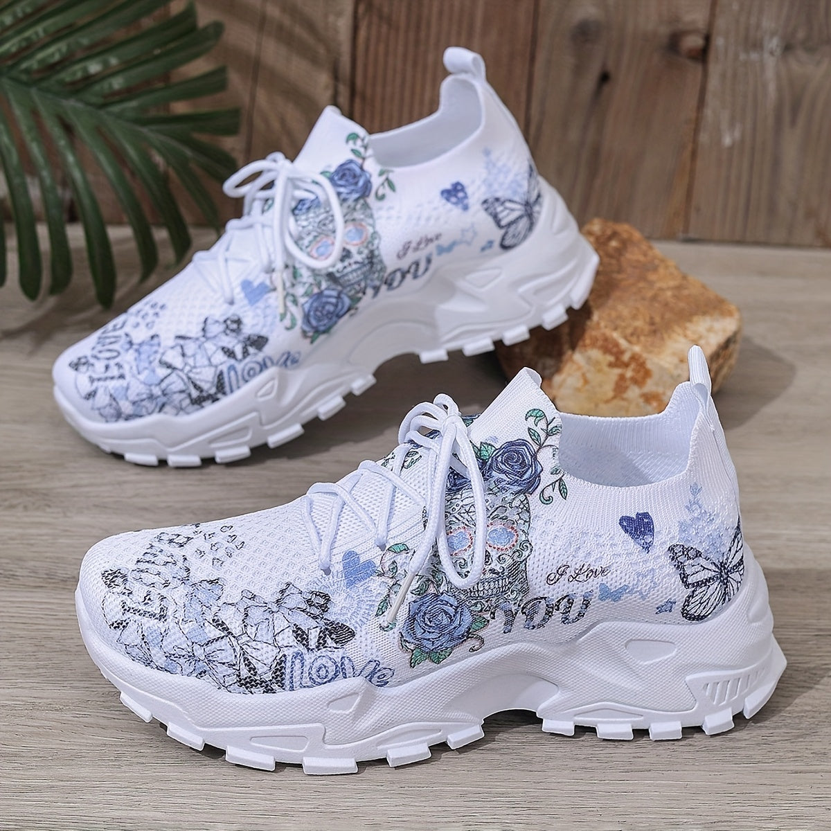 Women's Floral Skull Print Breathable Mesh Sneakers, Lightweight Low-Top Running Shoes with Soft PU Sole, Stylish Pink White Design for Casual Wear, Outdoor Travel Halloween Events, Allseason Footwear Japaneseinspired