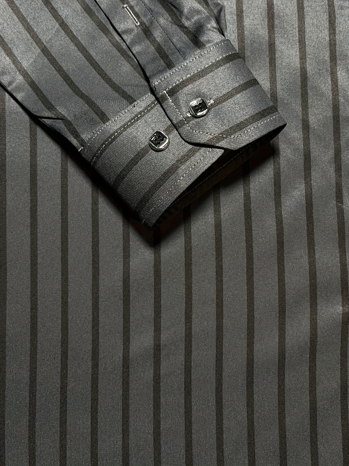 Men's Slim-Fit Striped Long Sleeve Shirt - Polyester, Machine Washable, Business Casual Style for Spring/Fall, 1856 Print, Hexagon Collar