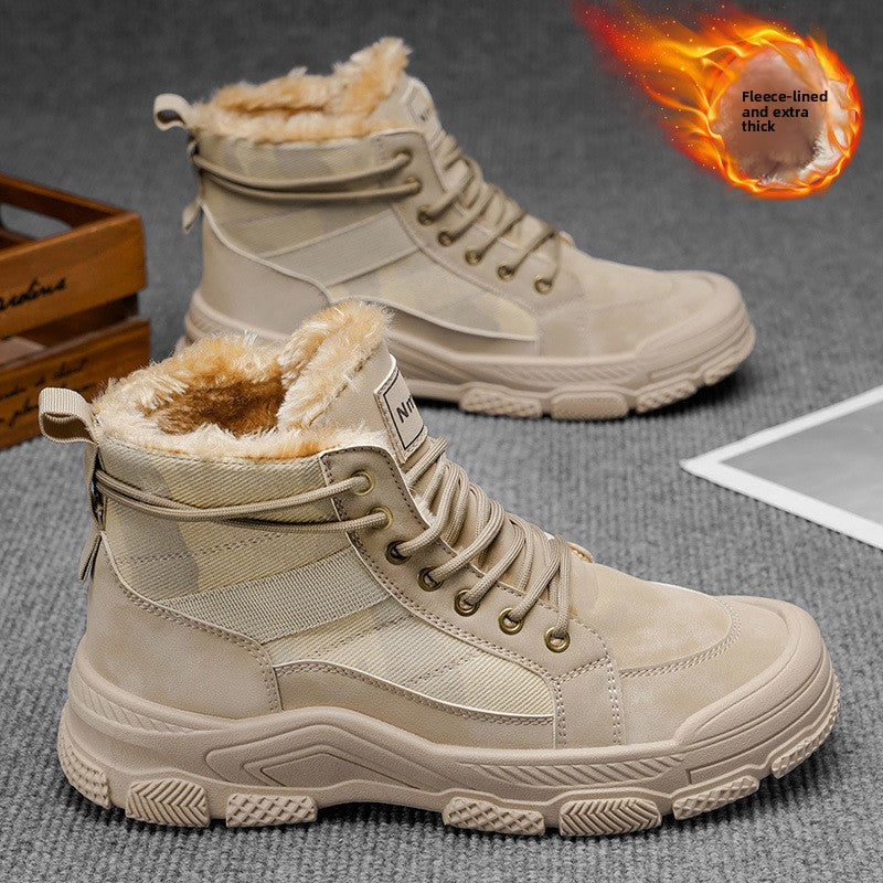 Men'S Winter Snow Boots - Thick Insulated Ankle Boots with Lace-Up Closure, Non-Slip PVC Sole - / - Cold Weather Shoes for Hiking, Outdoor