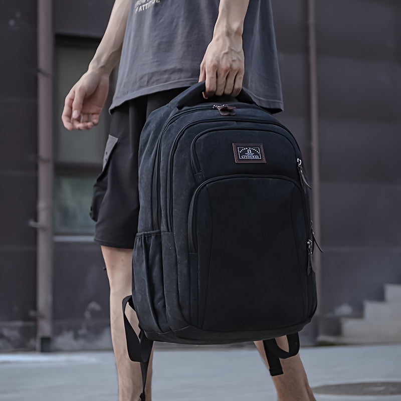 Men's Large Capacity Travel Backpack - Lightweight Laptop Bag with 39.62cm Laptop Compartment, Multiple Zippered Pockets, Padded Shoulder Straps - Durable Backpack for Business, School, Vacation - Tan/Brown