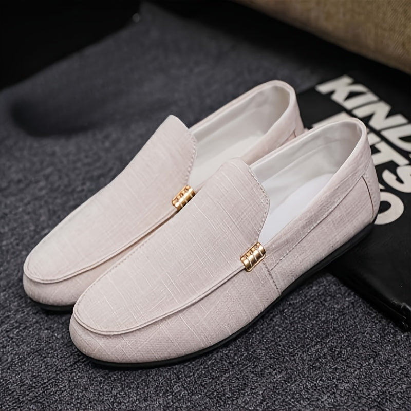 Men's Summer Slip-On Casual Shoes - Breathable Fabric Upper, Lightweight Rubber Sole, Low-Top Design for Everyday Comfort & Versatile Style