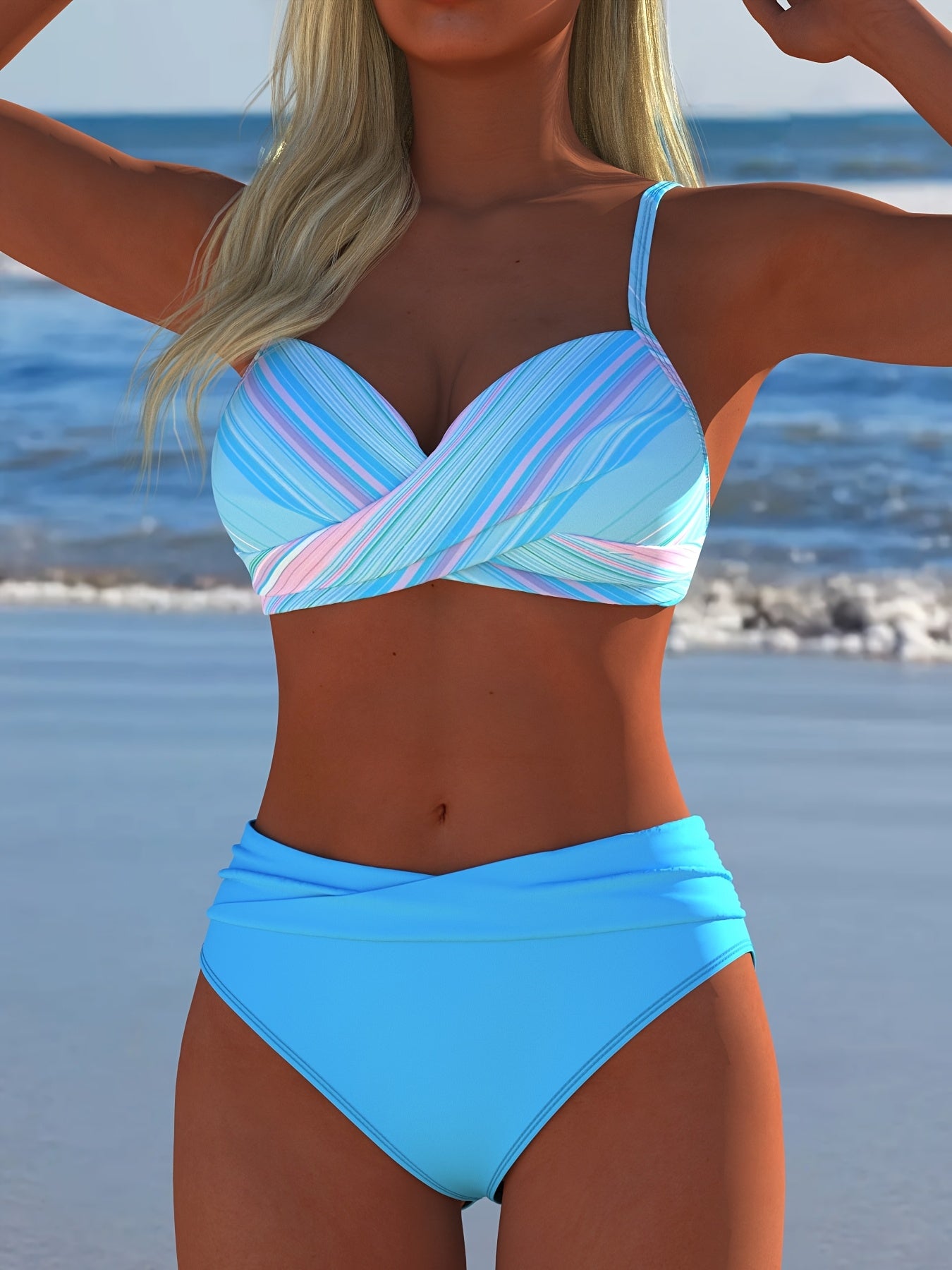 Women’s Two-Piece Swimwear Set with High Stretch Polyester