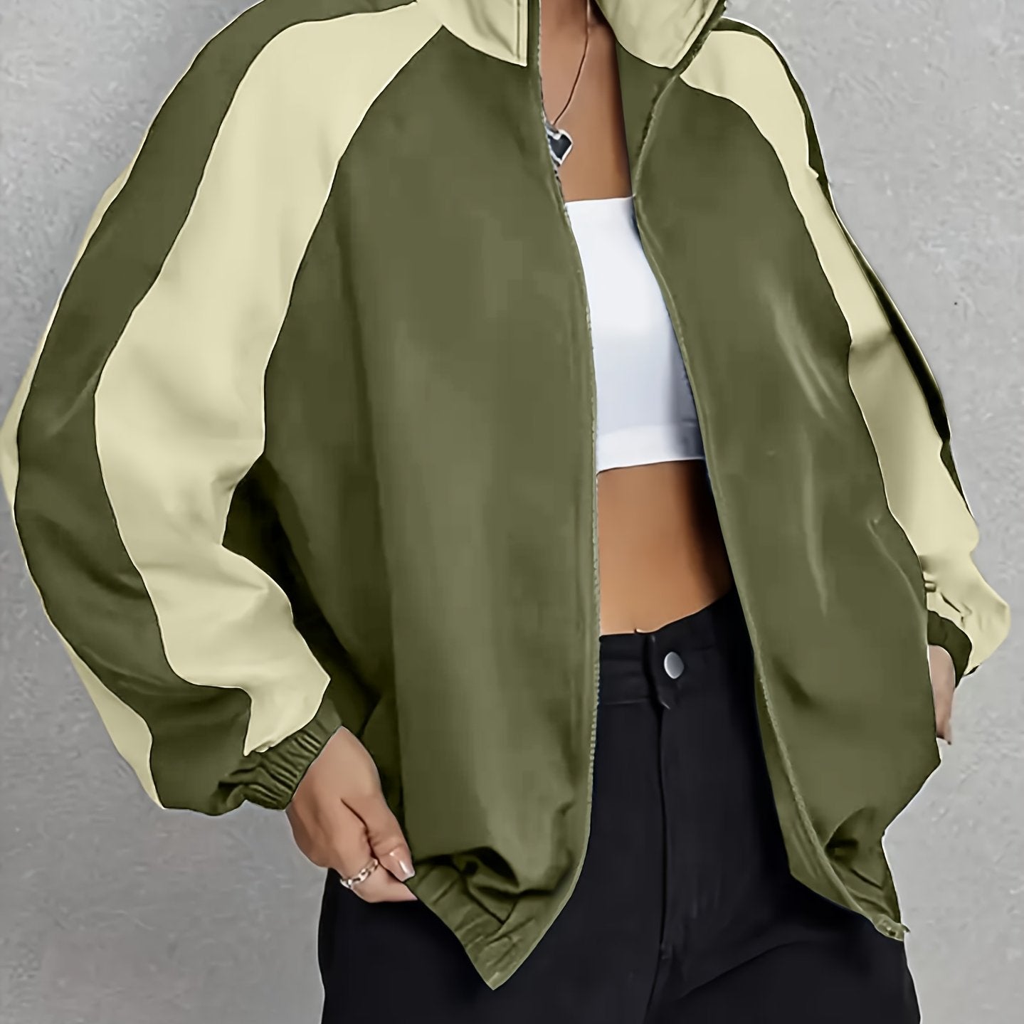 Women's Elegant Mandarin Collar Jacket - Burgundy & Half-Zip Coat with White Piping, All-Season Structured Outerwear (Black /Notch), Machine Washable Casual to Formal Blazer for & Social Events, Jackets For Women, Jacket For