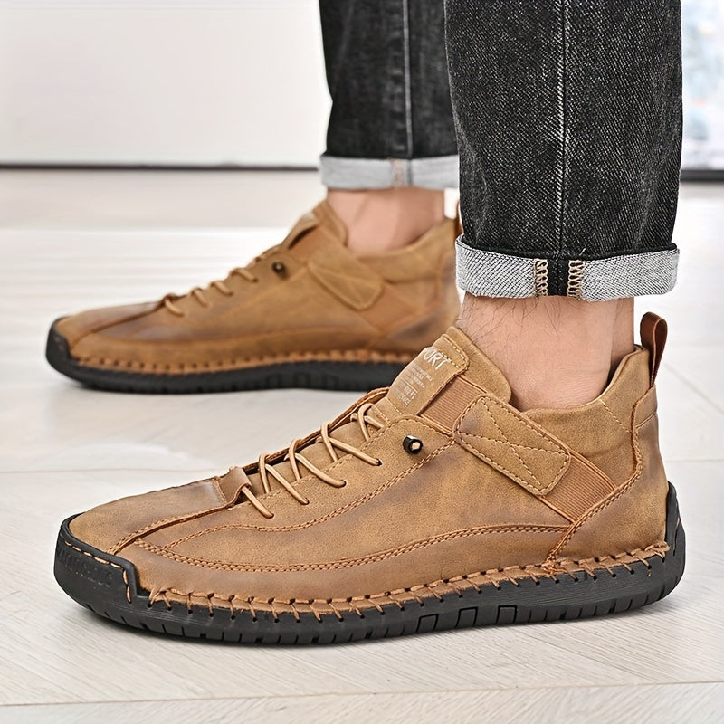Men's Casual Ankle Boots - Lightweight Slip-On Loafers with Rubber Sole for Walking and Driving, Navy Blue, Comfortable EVA Insole, Durable Stitching, Sporty Design