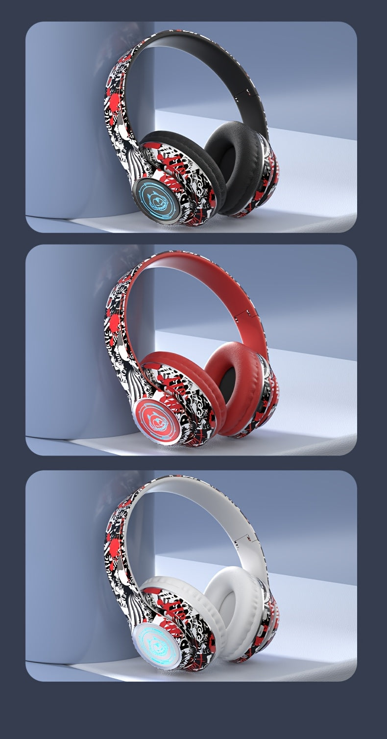 Wireless Headset with Shocking Sound, HIFI Sound Quality, 50 Hours Battery Life, Support Card Playback, Wired/Wireless Connection, RGB Luminous Lamp Effect, New Upgrade/Physical Noise Reduction, Acoustic Fidelity, Non-Inducti
