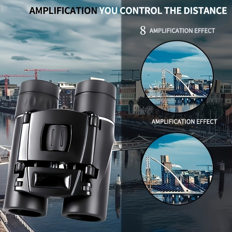 Powerful 8x21 Long Range Binoculars with HD Zoom, Portable Folding Design for Outdoor Tourism & Camping - Black, High-Definition Optics, Ergonomic Grip, Compact & Lightweight for Hiking, Bird Watching, Nature Observation, Bin