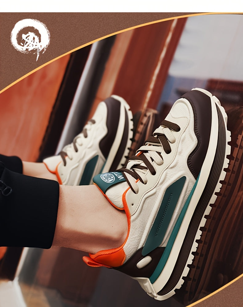 Men's Breathable Casual Sneakers - Trendy Low-Top Lace-Up Sneakers with Soft Rubber Sole, White Black Design for Spring/Summer, Perfect for Running and Casual Attire, Versatile Running Footwear Sporty Aesthetic Shoes Co
