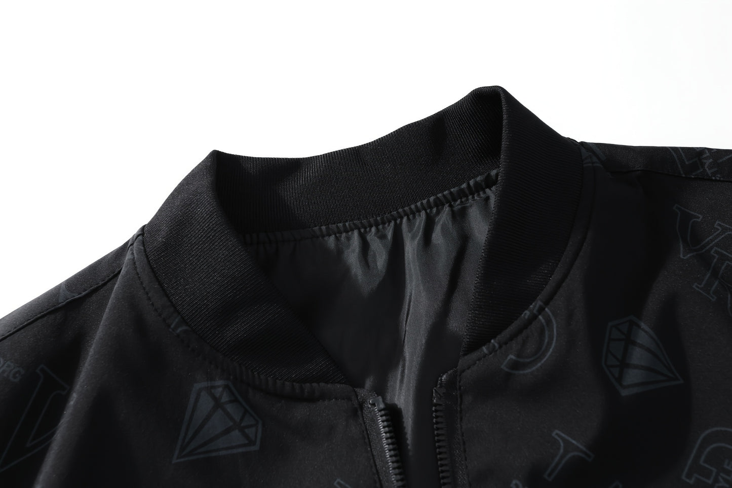 Men's Fashion Bomber Jacket Spring/Fall Collection, Casual Alphabet Print Polyester Jacket with Zipper, Baseball Collar, Long Sleeve, Regular Fit, Non-Stretch Woven Fabric, Casual Outfit with Pocket
