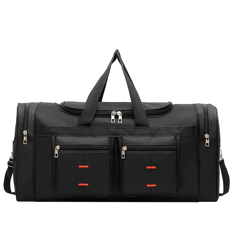 Versatile Large-Capacity Black Nylon Travel Bag for Men & Women - Durable, Adjustable Shoulder Strap, Multi-Compartment Organizer with Front Zipper Pocket - Ideal for Travel, Gym, Yoga, Camping, Work & More, Bags for Travel