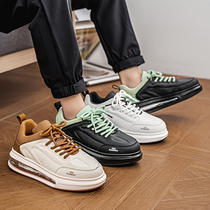 Men'S Stylish Low-Top Running Sneakers - Light Blue Black Colorway, Breathable Mesh Lining, Cushioned Rubber Sole, Lace-Up Design for Casual Sports Wear, Casual Athletic Shoes Stylish Laceup Shoes Comfortable Fit
