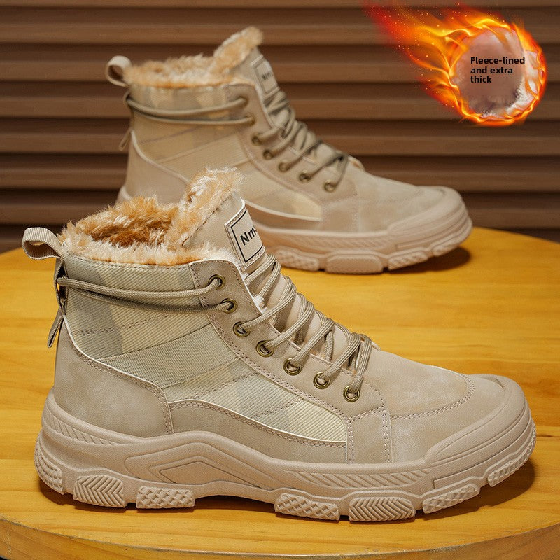 Men'S Winter Snow Boots - Thick Insulated Ankle Boots with Lace-Up Closure, Non-Slip PVC Sole - / - Cold Weather Shoes for Hiking, Outdoor