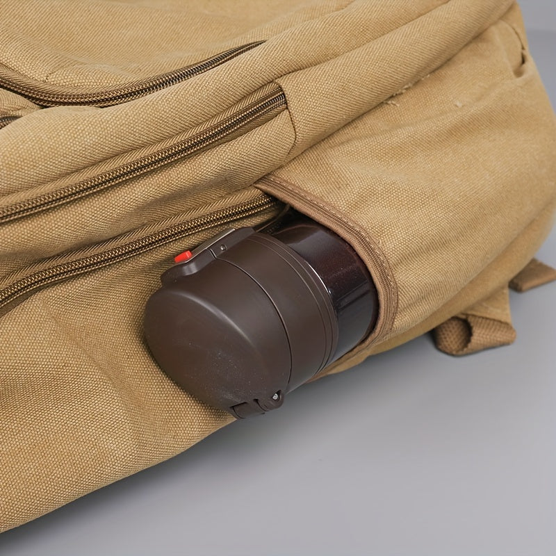 Men's Large Capacity Travel Backpack - Lightweight Laptop Bag with 39.62cm Laptop Compartment, Multiple Zippered Pockets, Padded Shoulder Straps - Durable Backpack for Business, School, Vacation - Tan/Brown