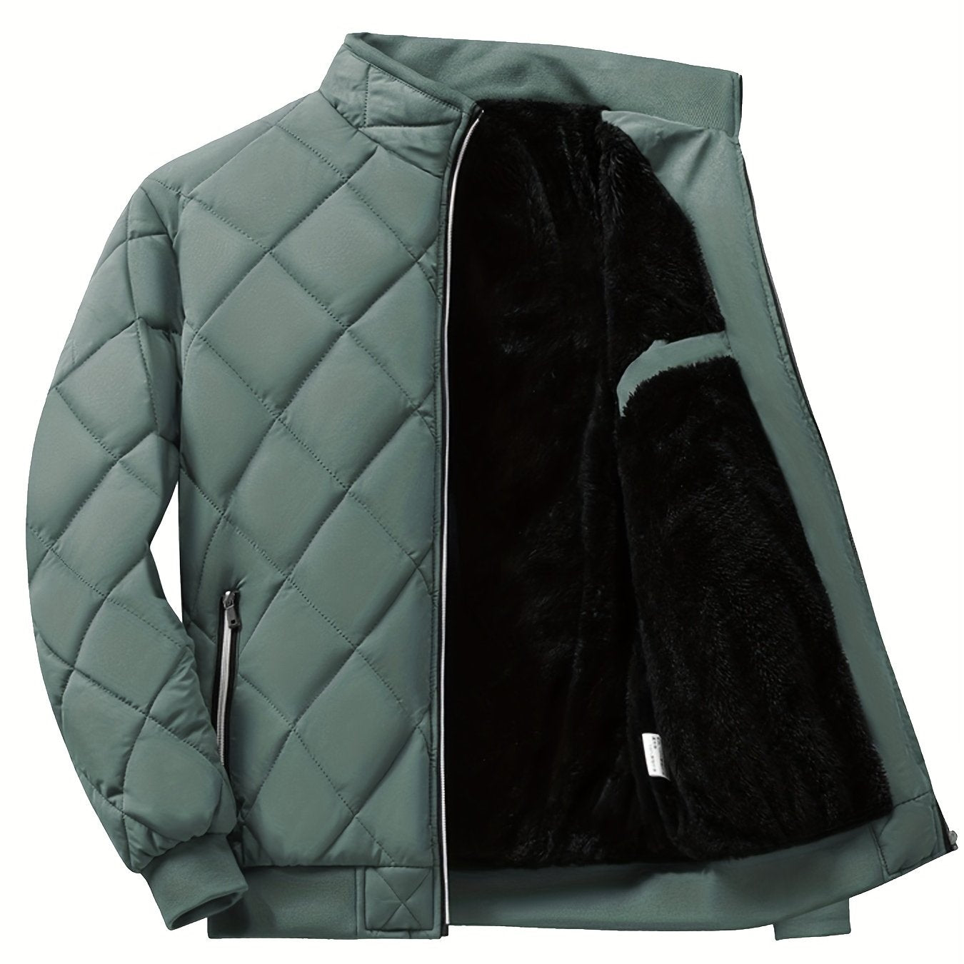 Men'S Lightweight Quilted Jacket - Solid Color Stand Collar Winter Coat with Pockets, Casual Regular Fit for Cold Weather, Versatile Outerwear, Durable Outerwear