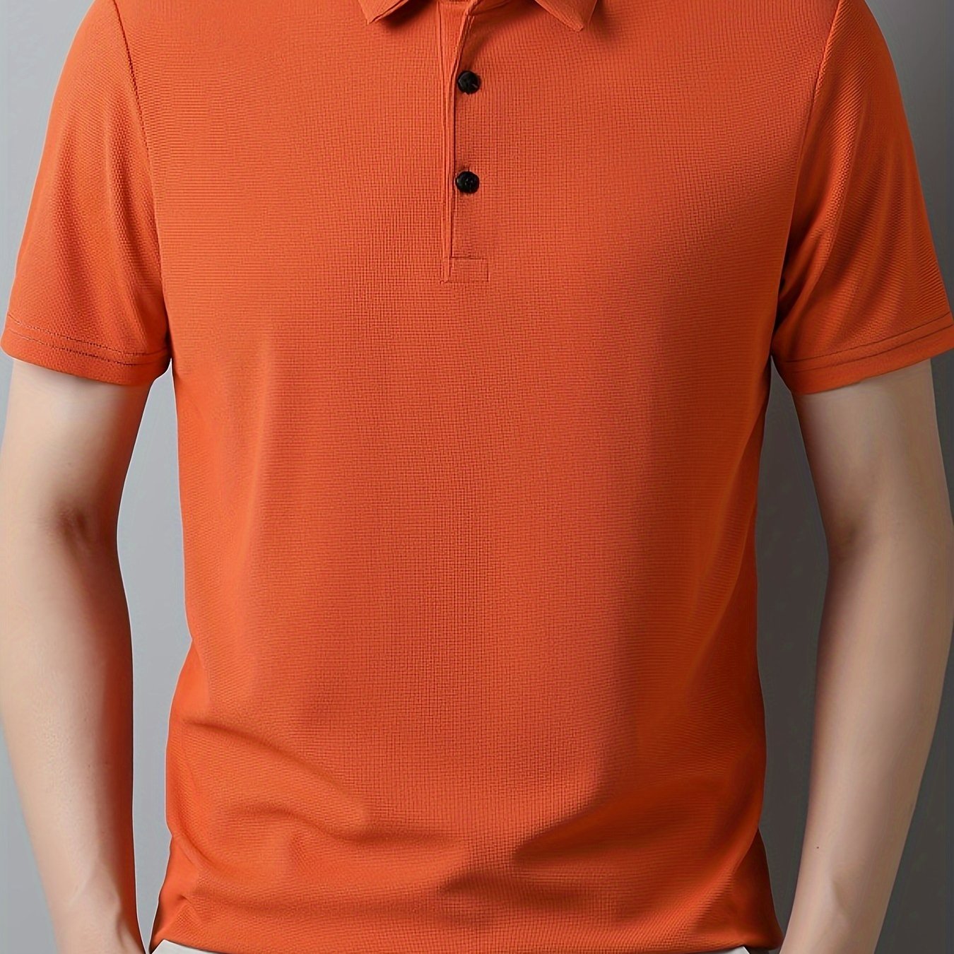 Men's Solid Short Sleeve And Lapel Collar Henley Shirt, Casual And Comfy Sports Tops For Summer Golf Wear And Outdoors Activities