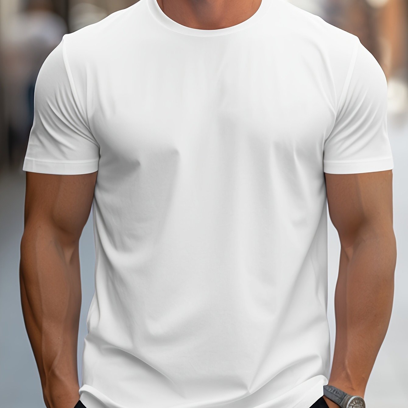 1pc Men's Spring Summer Casual Short Sleeve T-Shirt - Solid Black, Regular Fit Round Neck, Breathable Fabric for Gym, Outdoor Casual Attire, Gym Shirts, Durable Casualwear, Smooth Texture