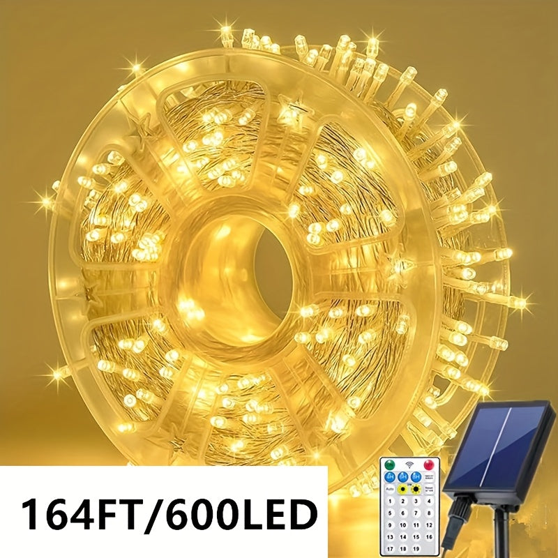 Solar Remote Control 19 Modes Outdoor Festival Party Decorations Garden Corridor Decoration Christmas Halloween Lights Wedding Proposal Scene New Year Decoration