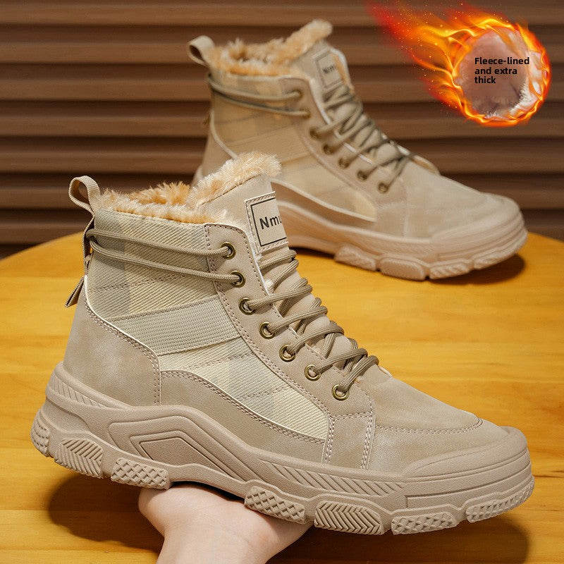 Men'S Winter Snow Boots - Thick Insulated Ankle Boots with Lace-Up Closure, Non-Slip PVC Sole - / - Cold Weather Shoes for Hiking, Outdoor
