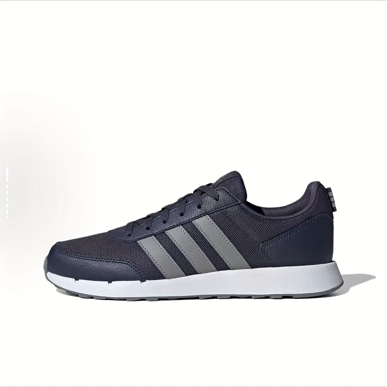 Adidas neo Run 50S Low-Top Casual Sneakers - Breathable Fabric Upper, Cushioned Comfort, All-Season Wear, Navy Blue White Striped Design, Unisex for Men Women, Comfortable Walking Shoes, Stylish Striped Sneakers, Fabric I