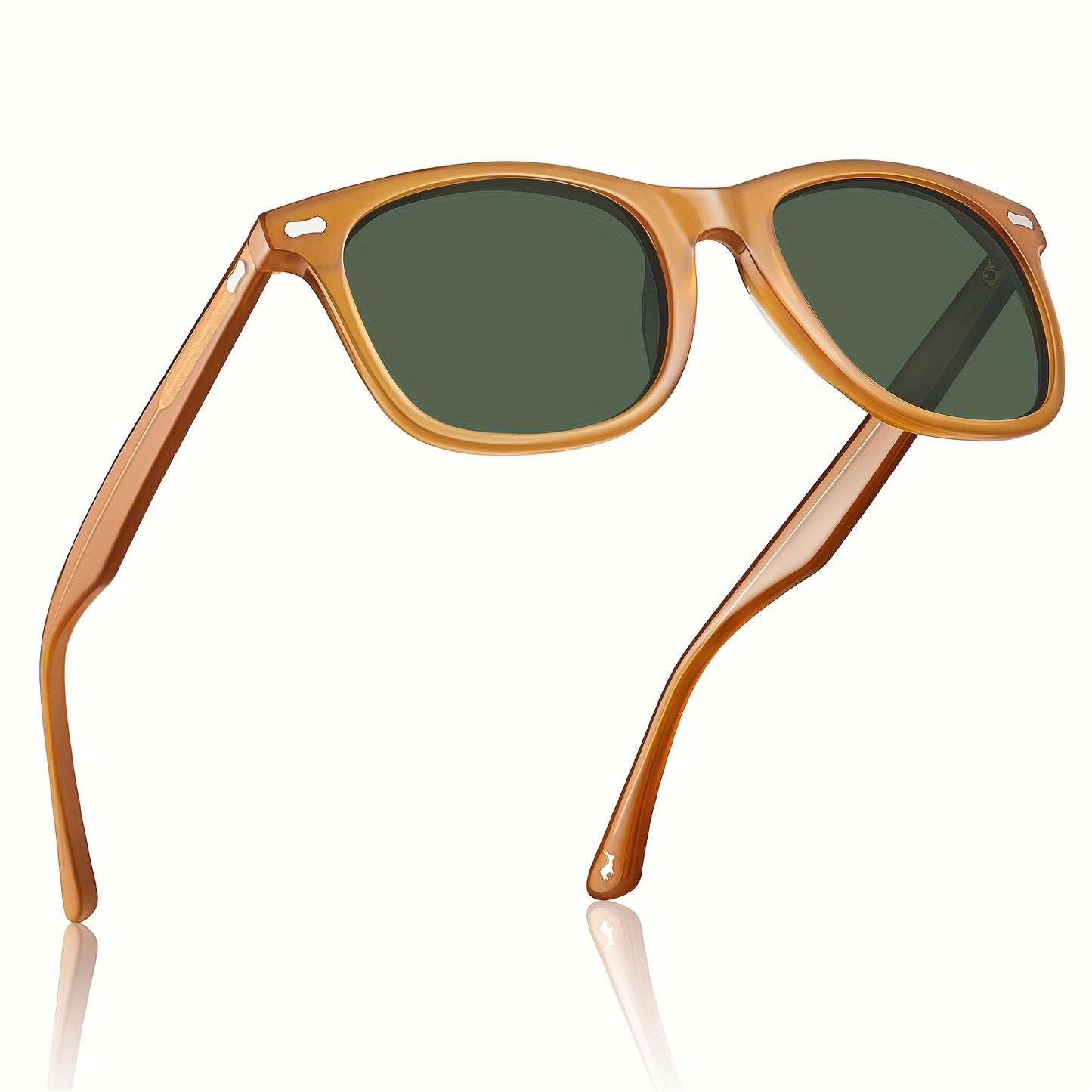 CARFIA Square Polarized Glasses For Men UV400 Protection Retro Acetate Italian Hand-crafted Driving Shades