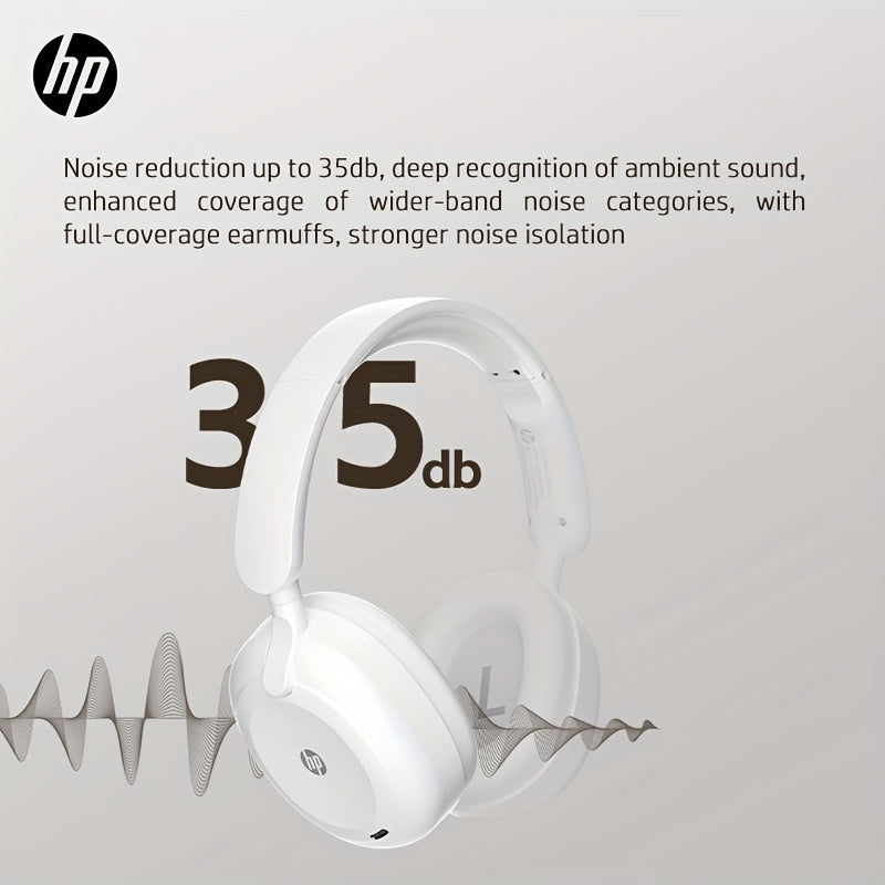 HP Wireless Over-Ear Headphones, Active Noise Cancelling, ENC Call Noise Reduction, Personalized Spatial Audio, Wireless Headphones With Microphone, Deep Bass Sound, For Home/Office Use