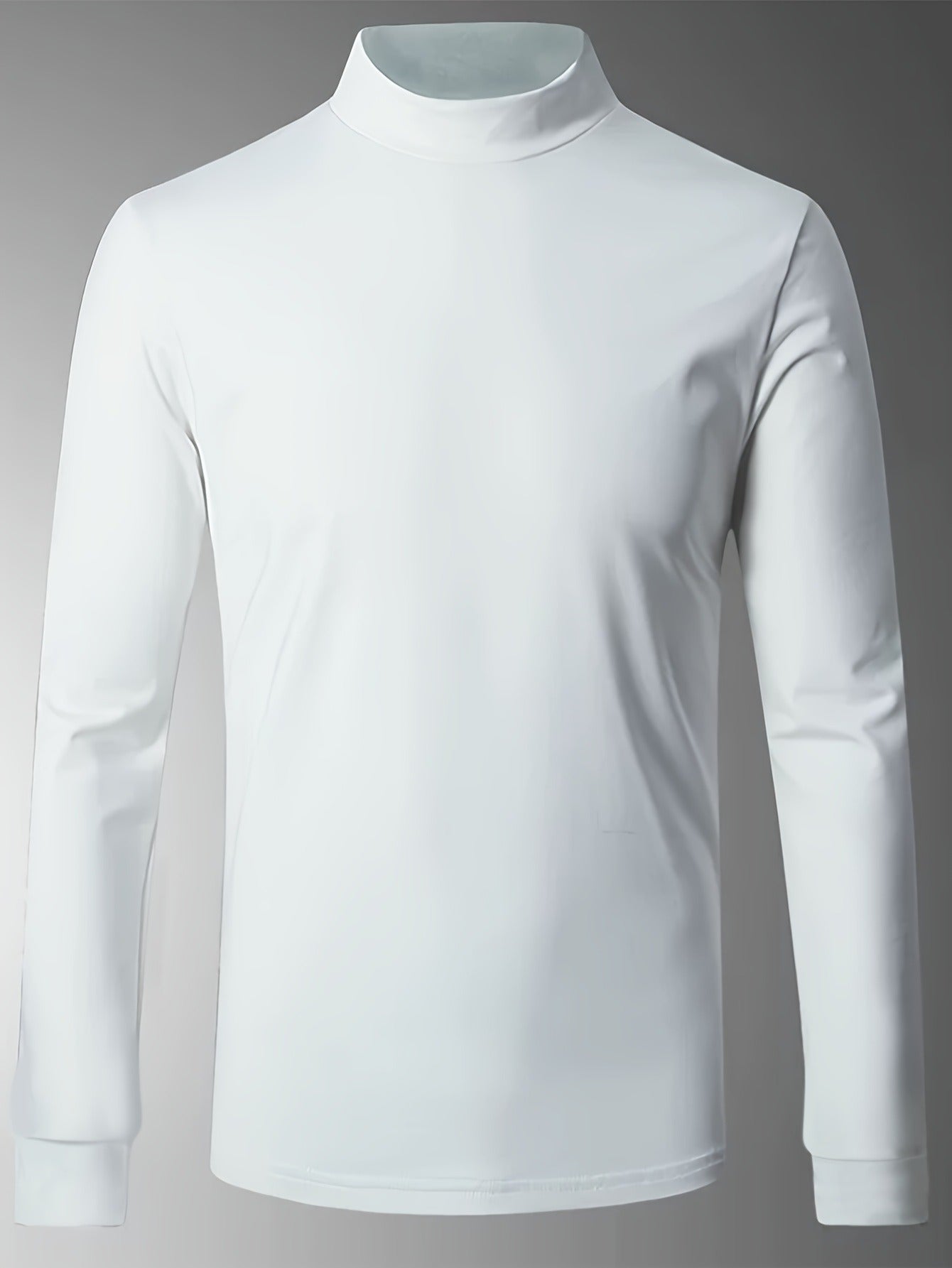 Men's Spring/Autumn Semi-High Neck Simple Outdoor Versatile Long Sleeve T-Shirt