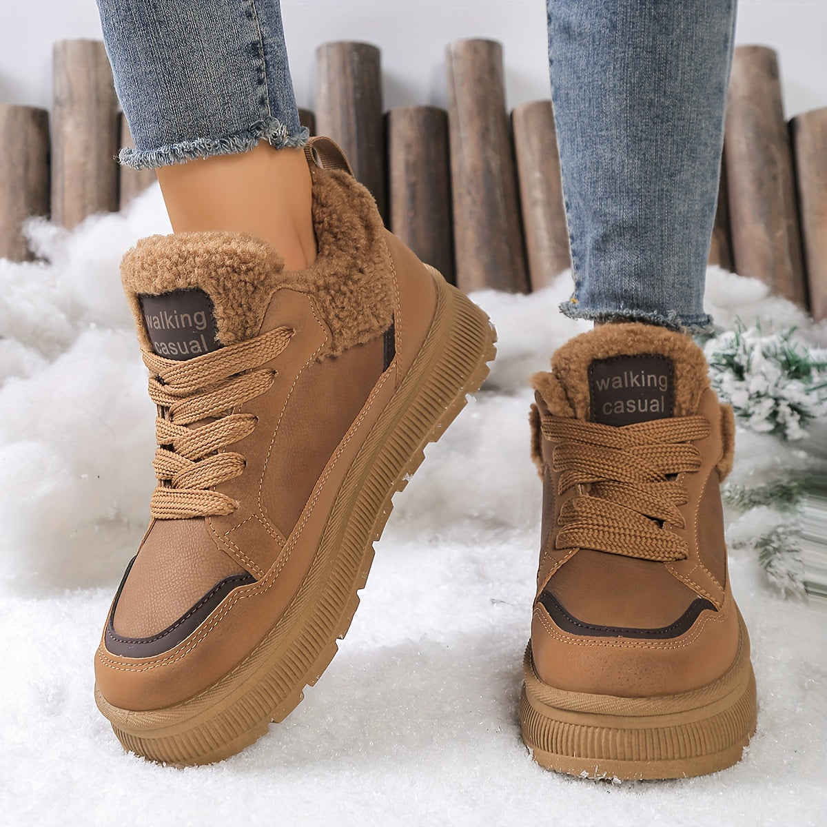 Women'S High-Top Fleece-Lined Thick Sole Height-Increasing Casual Sneakers - Geometric Pattern, Round Toe, Synthetic Cover Upper, Rubber Sole, Warm Winter Shoes for Petite Women, Winter Footwear | Geometric Pattern Shoes | Sy