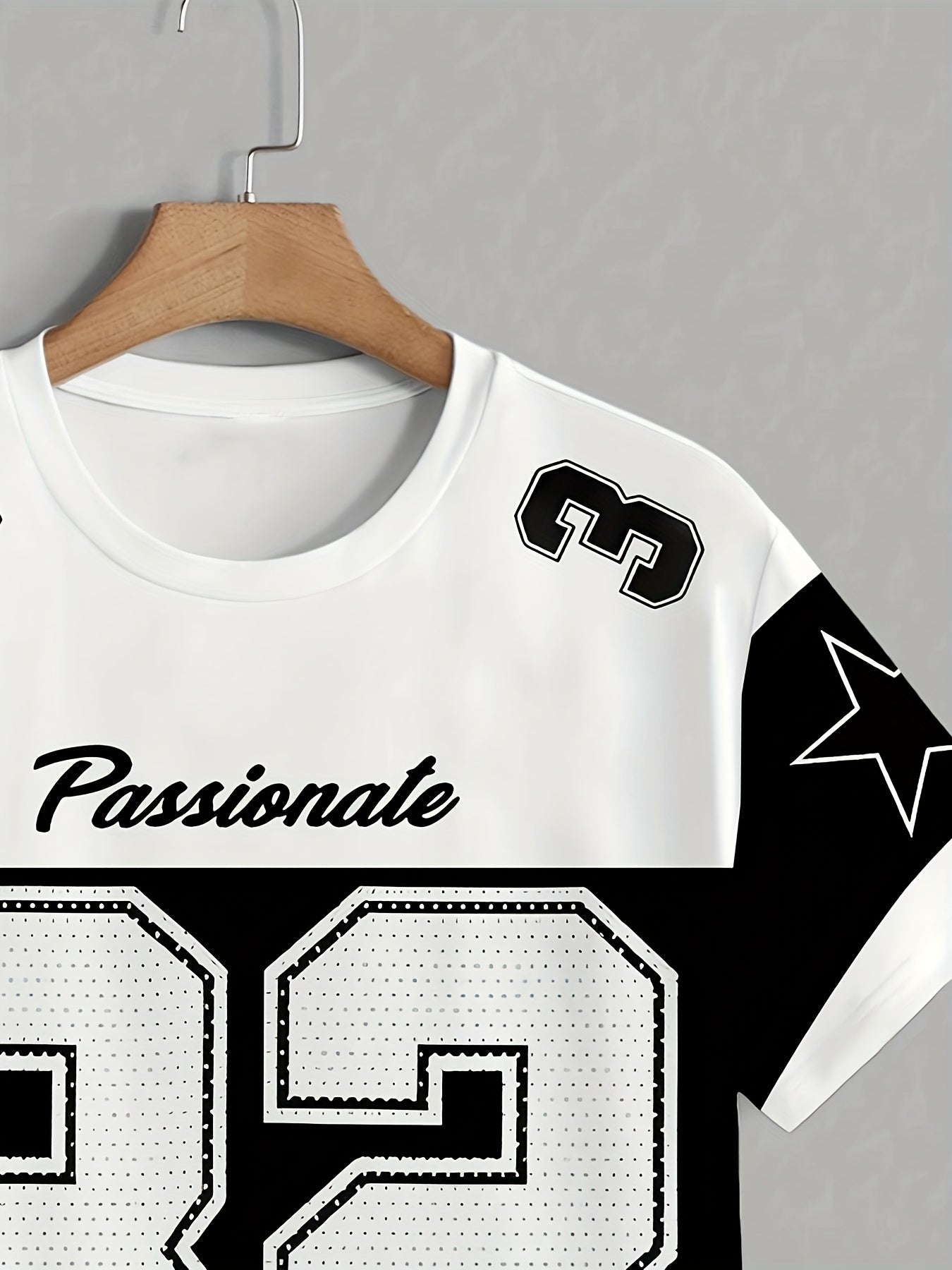 Men'S Summer Casual Crew Neck T-Shirt - Short Sleeve, Print Number 32 Design, White Black Contrast, Regular Fit Casual Top for Casual Attire, Leisure Clothing Contrast Color Top Comfortable Fit