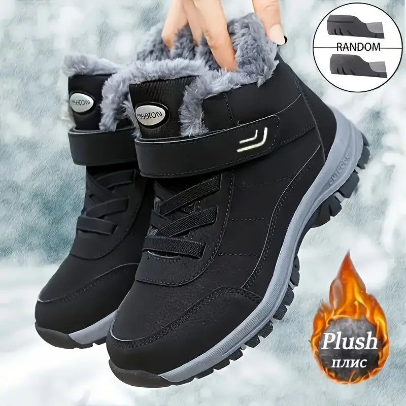 Men's & Women's Heavy-Duty Winter Snow Boots - Thick Short Boots with PU Upper, Rubber Sole & Striped Tread - Hiking, Mountaineering, Ice Climbing Shoes - Warm Cold Weather Footwear (Unisex Sizes Available)