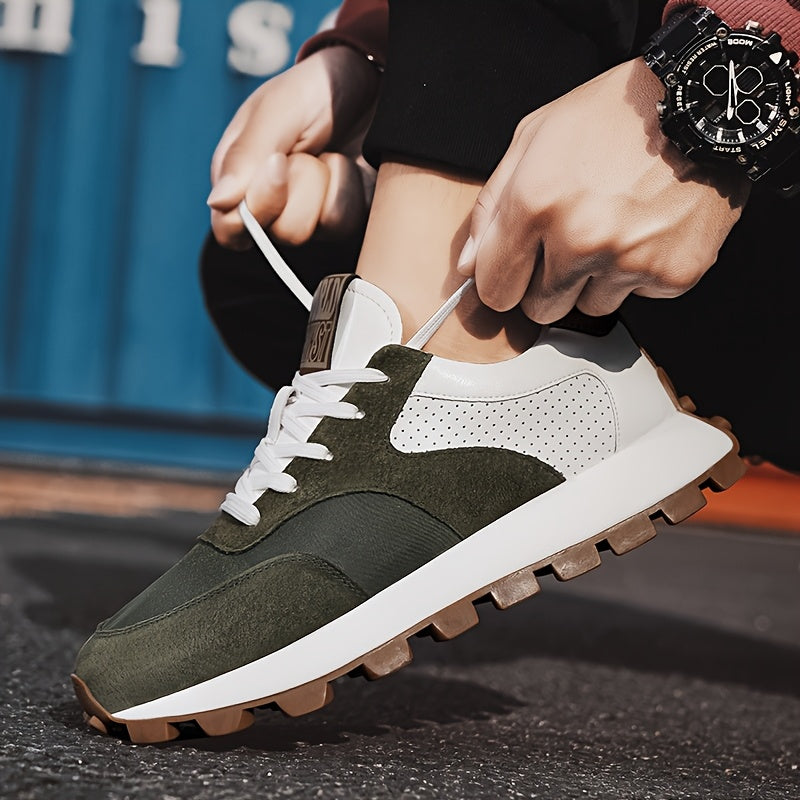 Men'S Casual Fashion Sneakers - Versatile Stylish Dad Shoes with Rubber Sole, Lace-Up, Round Toe, Low Top Design for Outdoor, Hiking Everyday Wear, Hiking Footwear Modern Sneakers Durable Rubber Sole