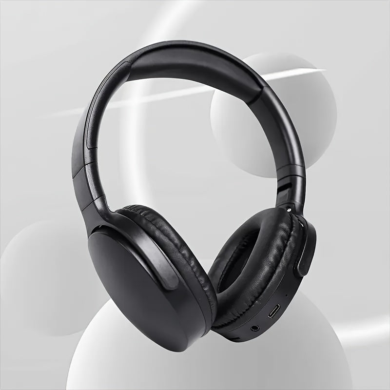 Beige Wireless Headphones, High Fidelity Stereo Sound, Foldable Design, Suitable for Travel and Sports, Compatible with Mobile Phones, Button Volume Control, USB Type-C Charging, Rechargeable Lithium Polymer Battery, Non-Wate