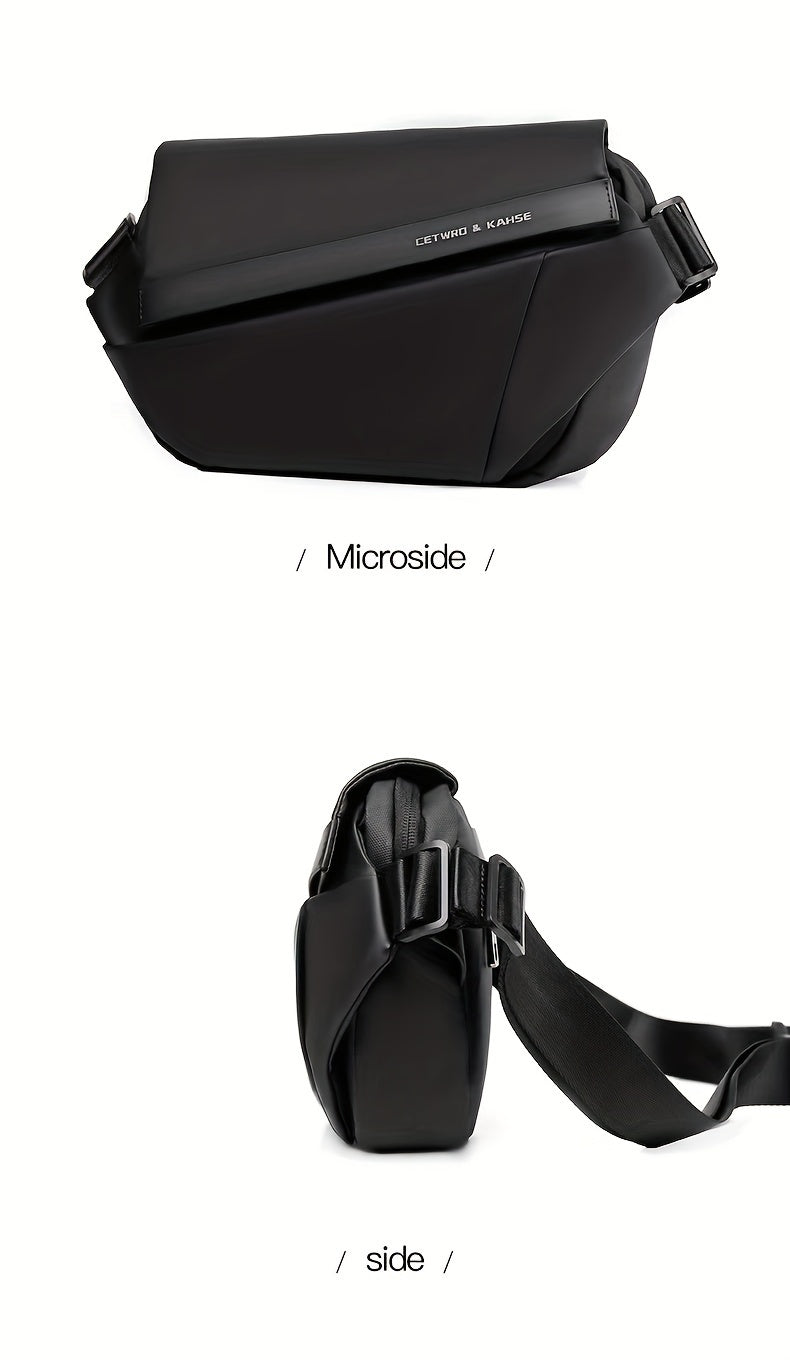 Men'S Sleek Black Crossbody Bag - Durable Oxford Material, Zippered Chest Bag with Adjustable Strap, Ideal for Commuting Cycling, Trendy Shoulder Bag for Men, Cycling Bag Trendy Shoulder Bag Functional Design, Small Crossbo