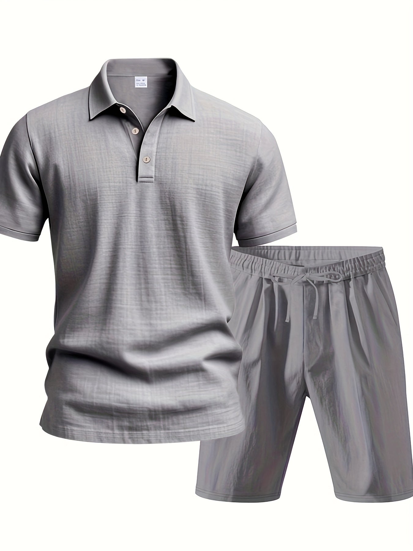 Essential for a Cool Summer! Men's Linen Shirt & Shorts Set, Comfortable Casual Outing Choice - Simple Beach Vacation Style Solid Color Linen