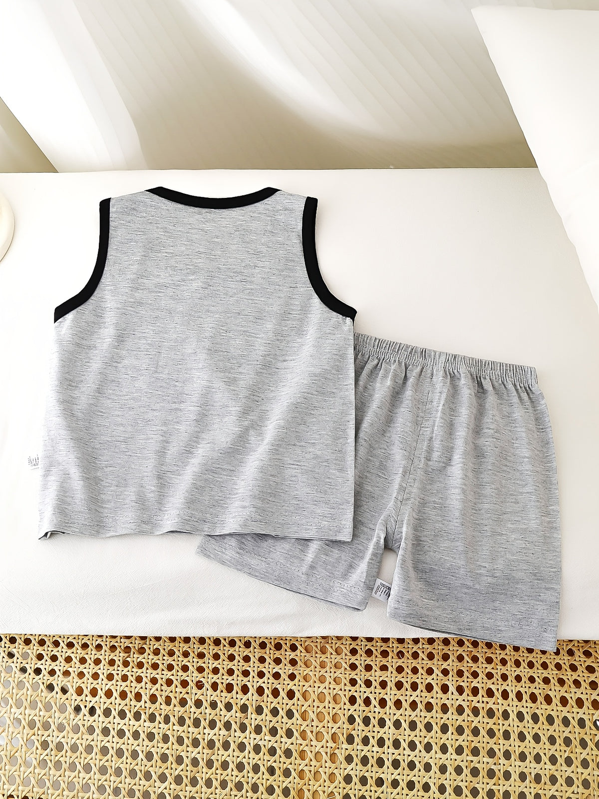 Boys Summer Cotton Shorts & Sleeveless Vest Set with Animal Print