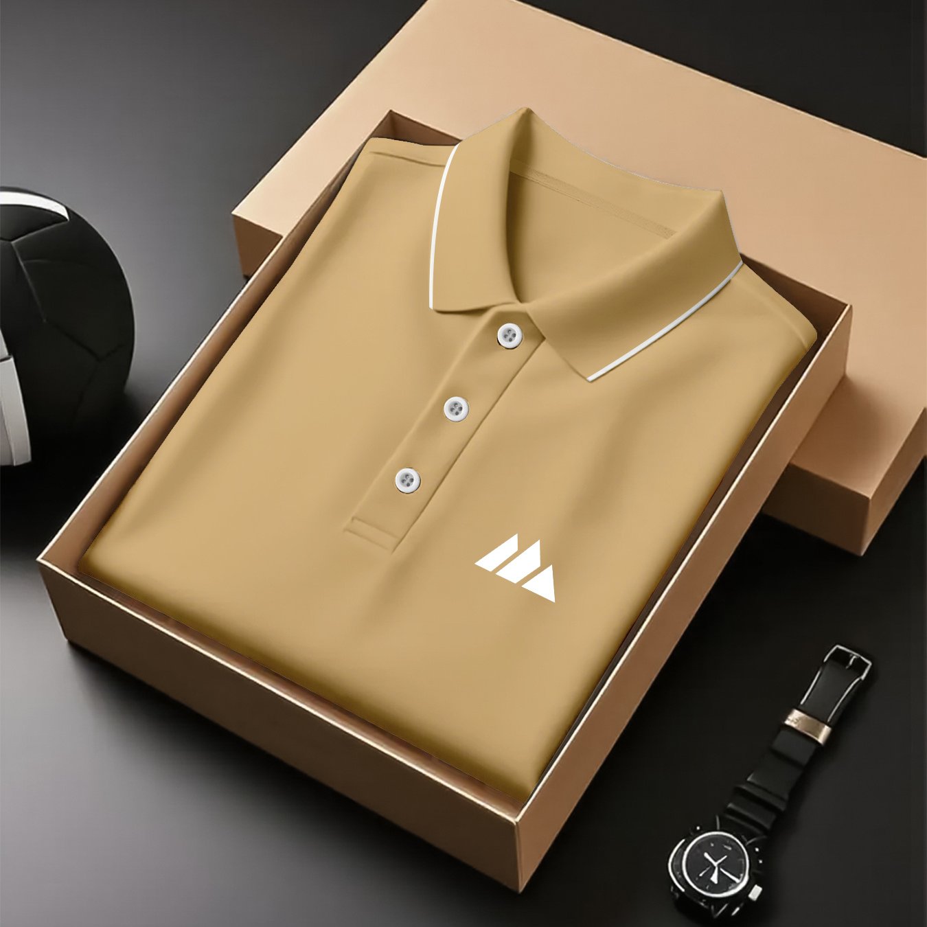 Creative Geometric Pattern Printed Shirt - Breathable Golf Top, Short Sleeve, Button Neck, Regular Pattern, High Quality Fabric, Slightly Elastic, Suitable for Tennis Sports and Business Occasions, Can Be Used as a Gift - ayq