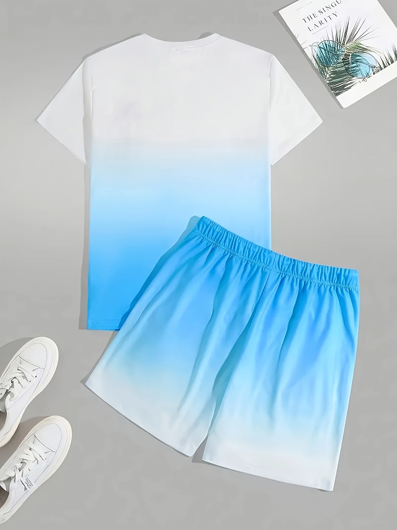 Men's fashion crewneck short-sleeved shorts two-piece set, 3D digital printing HD pattern, summer leisure and comfortable vacation sports Men's wear