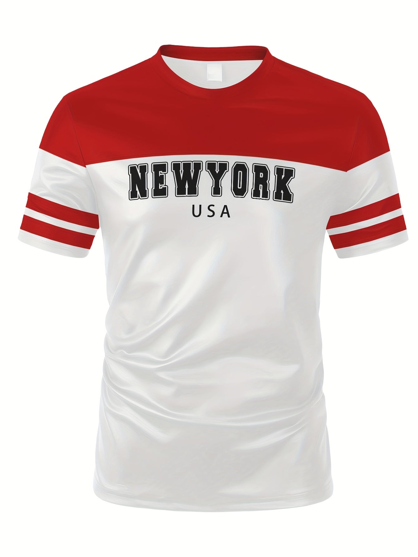 Men's New York USA Graphic T-Shirt - Stretchy, Breathable Polyester-Spandex Blend, Casual Sporty Short Sleeve Tee for Fitness, Running, Yoga, Gym Workouts, Gym Shirts