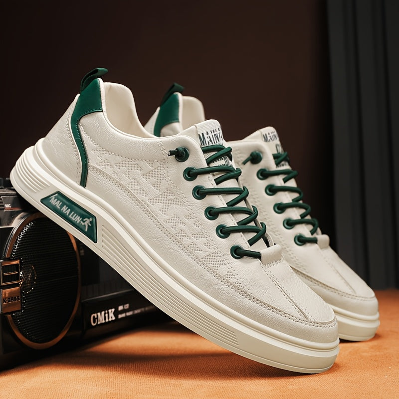 1 Pair Of Oversized Men'S Breathable Lace Up Sports Shoes, Board Shoes, Versatile And Wear-resistant Skateboard Shoes, White Shoes