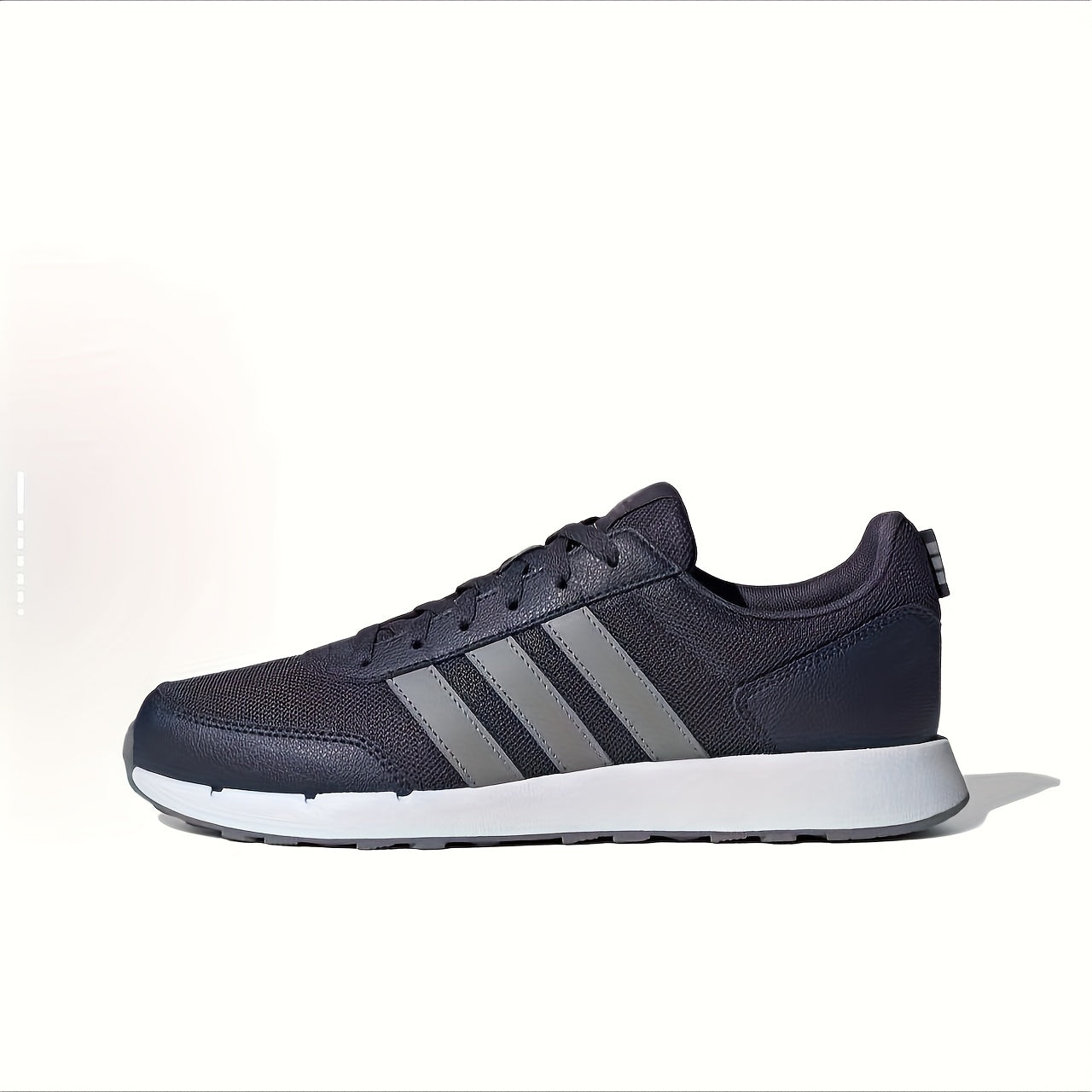 Adidas neo Run 50S Low-Top Casual Sneakers - Breathable Fabric Upper, Cushioned Comfort, All-Season Wear, Navy Blue White Striped Design, Unisex for Men Women, Comfortable Walking Shoes, Stylish Striped Sneakers, Fabric I