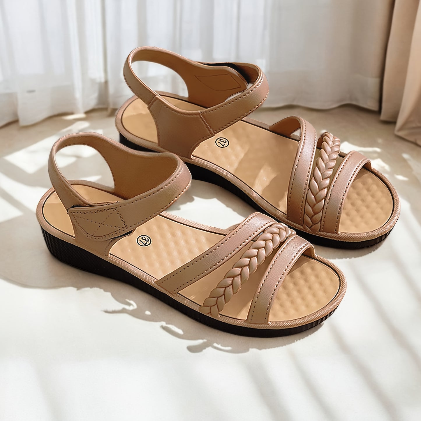 Women's Elegant Roman Sandals - Adjustable Strap Non-Slip Platform Sandals, Cushioned EVA Insole Arch Support - Low Heel Everyday Shoes for Women, Moms, Beach, Office, Formal Events - Available in White/Black/Brown/ - All-S