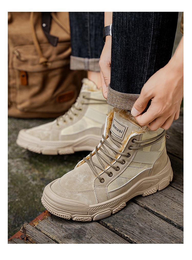 Men'S Winter Snow Boots - Thick Insulated Ankle Boots with Lace-Up Closure, Non-Slip PVC Sole - / - Cold Weather Shoes for Hiking, Outdoor