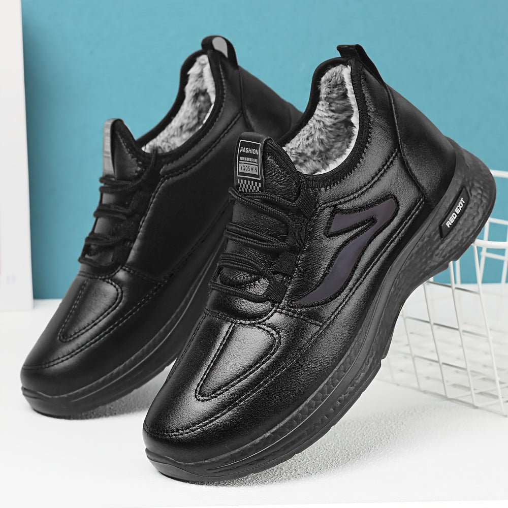 New Winter Men's Versatile Casual Sports Shoes with Fleece Lining, Warm and Comfortable Soft Sole Sneakers