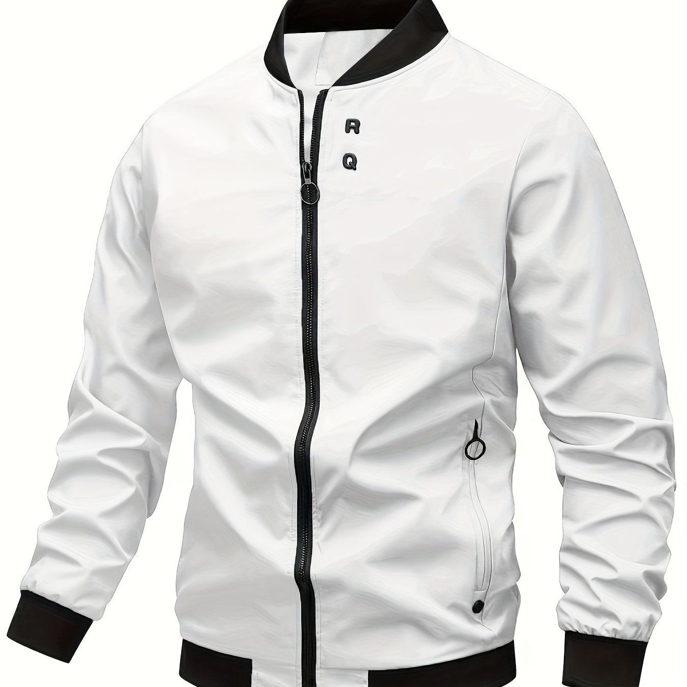 Men's Stylish Windproof Jacket - Solid Color, Stand Collar, Zip-Up with Pockets, Lightweight Polyester for All Seasons, Casual & Outdoor Wear, Allseason Jacket | Zipup Jacket | Polyester Jacket, Windbreaker Jacket
