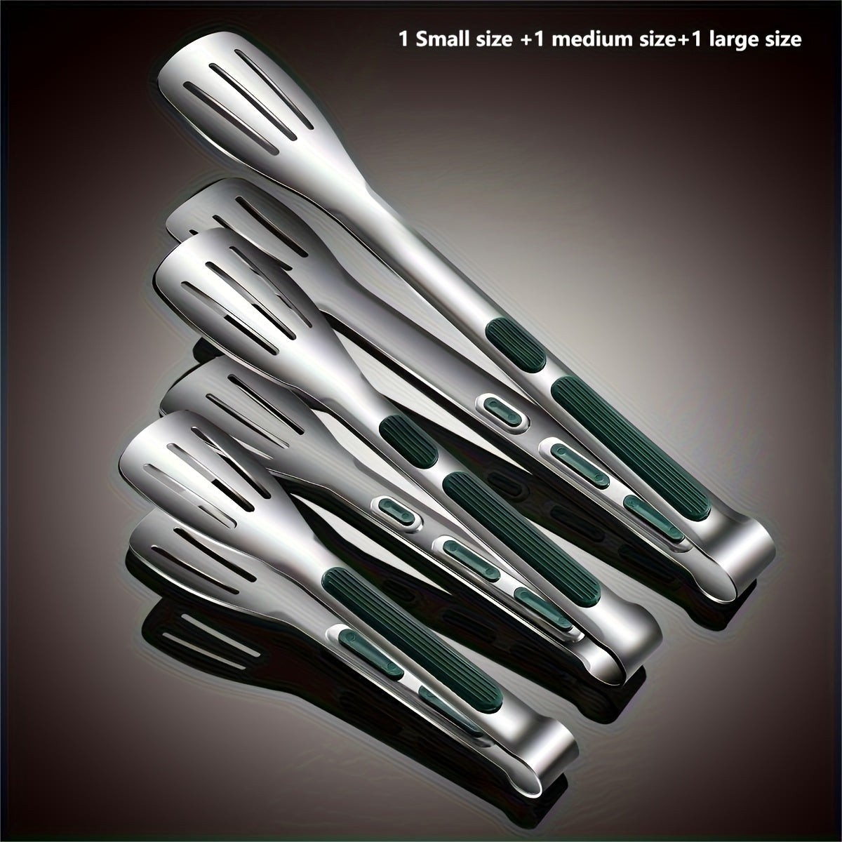 Stainless Steel Kitchen Tongs Set, Non-Slip Grip, Multi-Purpose Cooking Utensils for Grilling, Serving, And Salad, Metal Food Grabber for Bread And BBQ - Home Kitchen Accessories