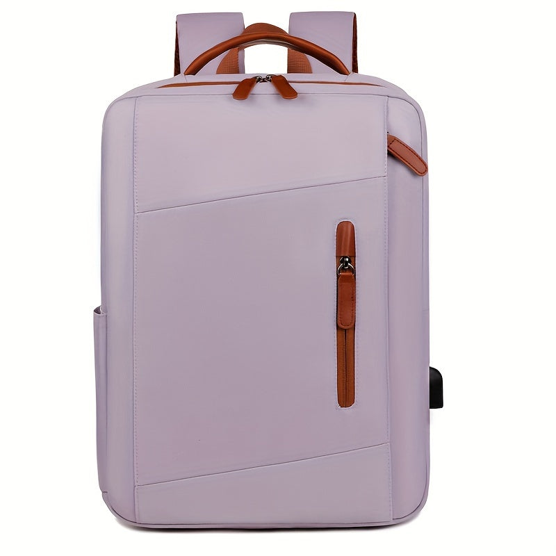 Stylish Lightweight Laptop Backpack - Adjustable Shoulder Straps, Multiple Compartments, USB Charging Port, Perfect for Commuting, School, Travel Business, Casual Style, Polyester Lining, Secure Zipper Closure, Laptop Carry