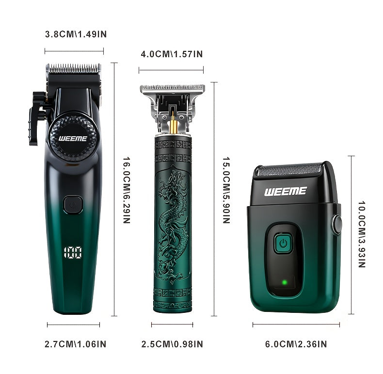 WEEME 3pcs professional Men's hair clipper set, easy to operate, comes with an electric razor, multi-functional hair trimmer for trimming hair and beard, suitable for both home use and barber shops, an excellent gift for frie